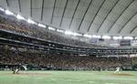 　東京ドームで声援を送る大勢のファン