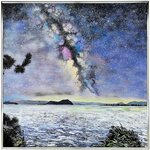 日本画部門で市展賞に選ばれた宮嶋愛子さんの「群星湖山池」