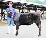 種牛１部の１等１席に輝いた植田さんの「よしえ８」＝４日、新温泉町歌長のＪＡたじまみかた畜産事業所