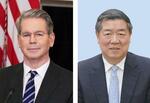 　ベセント米財務長官（ゲッティ＝共同）、中国の何立峰副首相