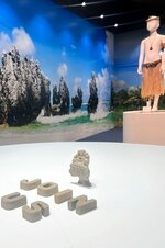 鳥取県が贈った砂文字が設置されたナウルのブース内の台座（鳥取県提供）