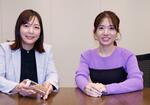 　三菱ＵＦＪモルガン・スタンレー証券の出資が決まった「ミズエンジニア」の山崎ひとみＣＥＯ（右）ら＝１０月、東京都千代田区