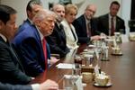 　米ホワイトハウスでの閣議で発言するトランプ大統領＝１０日、ワシントン（ゲッティ＝共同）