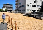 鳥取大地震の慰霊碑が建立される見通しとなった市役所旧本庁舎跡地。遺族らは「地震の記憶を語り継ぐ防災拠点になれば」と願う＝１６日、鳥取市尚徳町