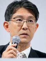 　記者会見するトヨタ自動車の佐藤恒治社長＝８日、東京都中央区