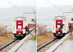 列車に抱きついたり、連結器に乗ったりする鉄道ファンとみられる人（Ｘから、写真の一部を加工しています）