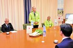 伯州美人のＧＩ登録を報告し、生産振興に向けた決意を語る松尾会長（中央）