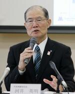　記者会見する大阪メトロの河井英明社長＝２９日午前、大阪市西区