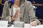 　記者会見する検事のひかりさん（仮名）＝２０２５年５月２１日、東京都千代田区